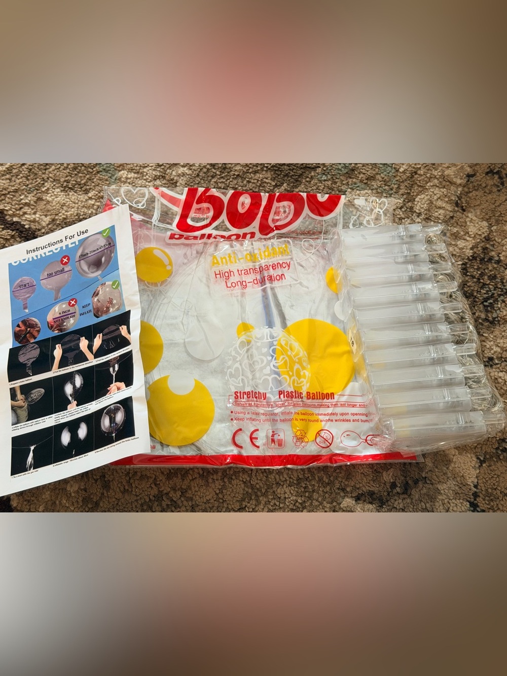 10 Pack Clear LED Bobo Balloons with string lights– Party Decorations